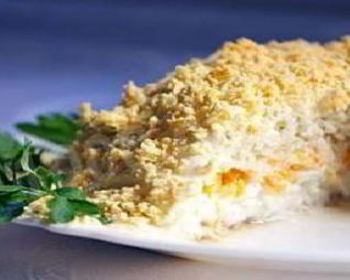 Салат Мимоза с консервированным лососем