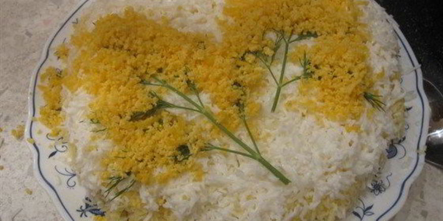 Рецепт салата мимоза с лососем