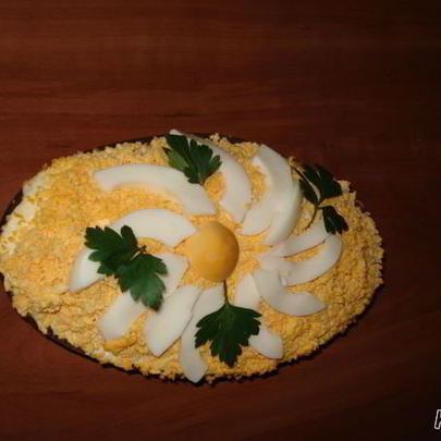 Салат Мимоза с плавленным сыром