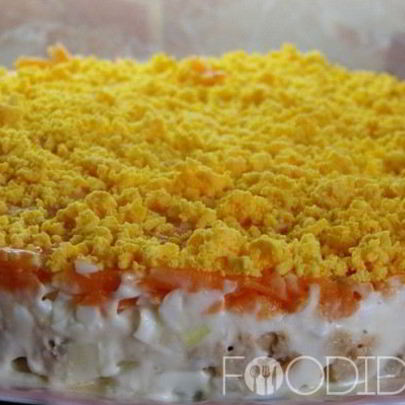 Салат Мимоза с рисом