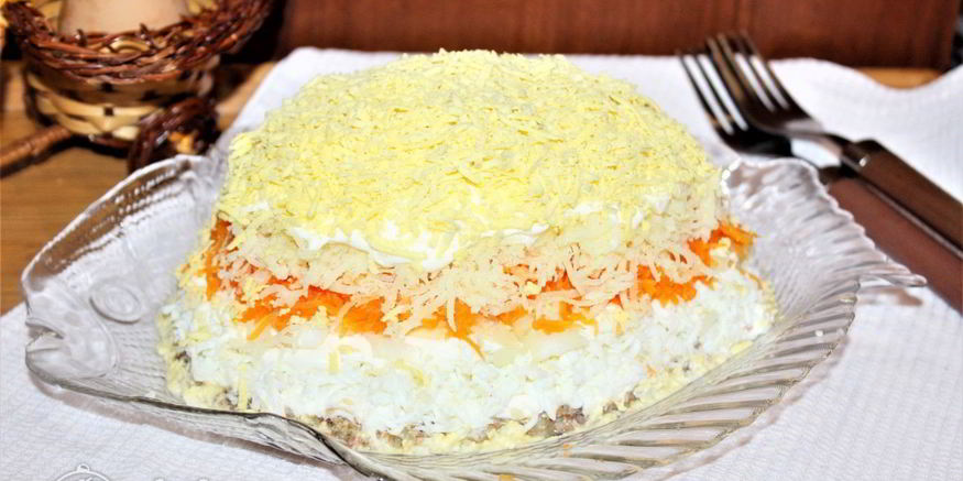 Рецепт салата мимоза с сардиной