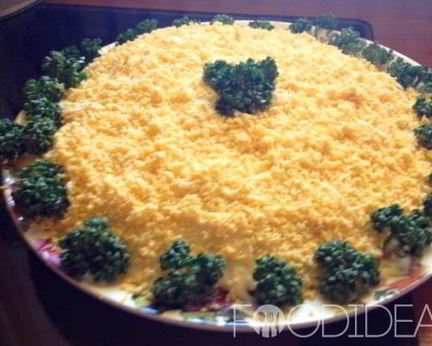 Салат Мимоза с яблоком