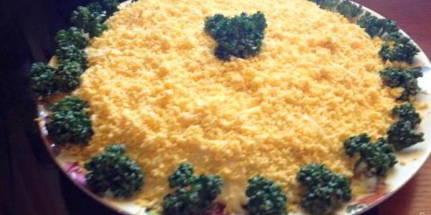 Рецепт салата мимоза с яблоком