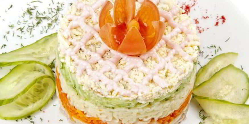 Рецепт салата мимоза со свежим огурцом