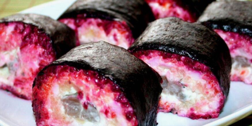 Рецепт роллов «селёдка под шубой»