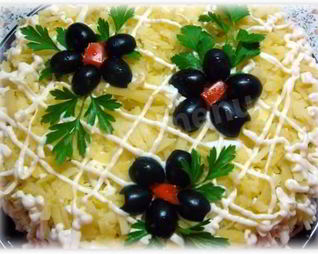 Салат из шампиньонов консервированных курица под шубой