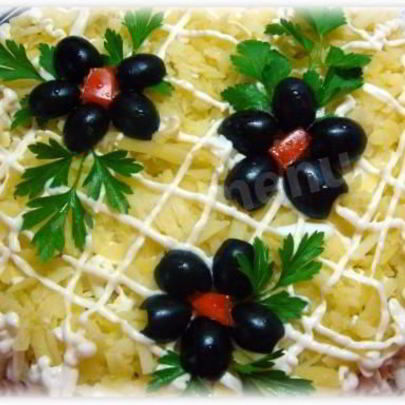 Салат из шампиньонов консервированных курица под шубой