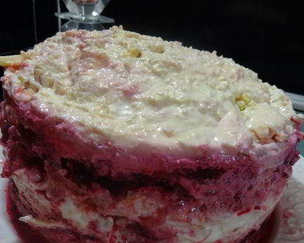 Селедка под шубой без картофеля с яйцами