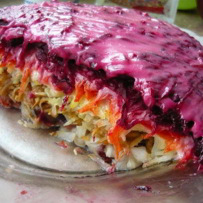 Селедка под шубой с яблоком