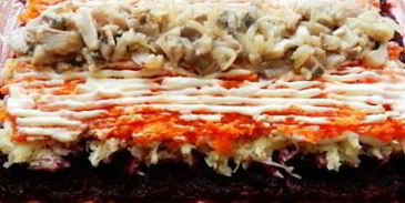 селедка под шубой в виде рулета