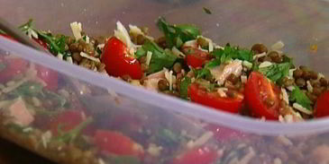 салат с чечевицей и бужениной