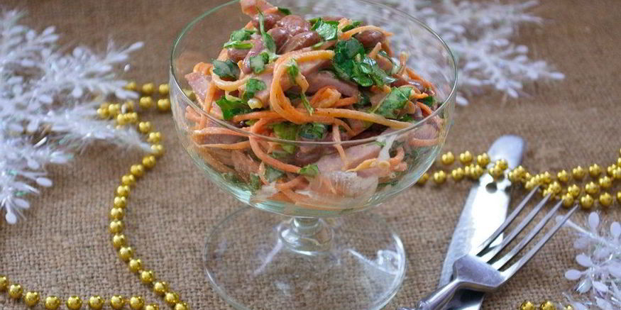 Рецепт салата с ветчиной и фасолью