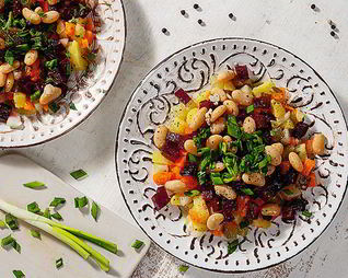 Винегрет с фасолью и яблоками