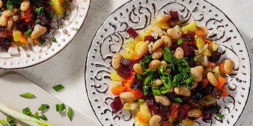 Рецепт винегрета с фасолью и яблоками