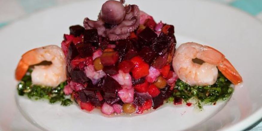 Рецепт винегрета с морепродуктами