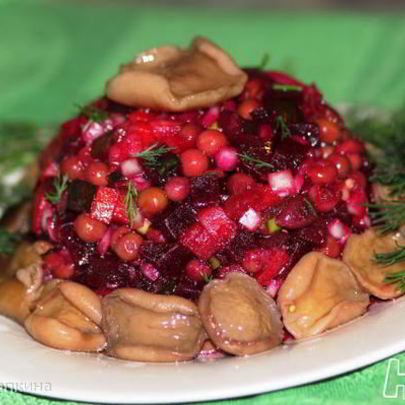 Винегрет с солеными грибами