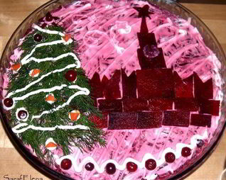 Винегрет с телятиной и селедкой