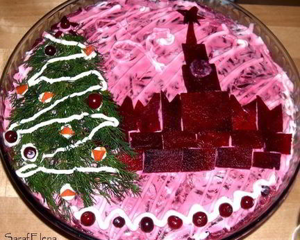 Винегрет с телятиной и селедкой