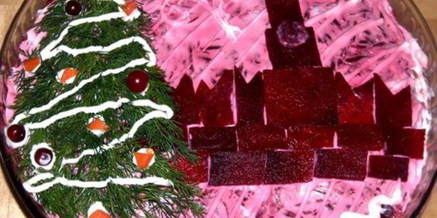 Рецепт винегрета с телятиной и селедкой