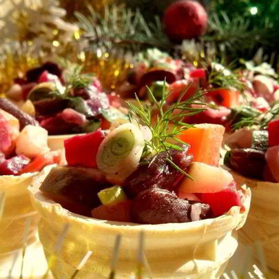 Винегрет в тарталетках