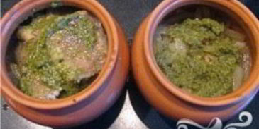 рыба под соусом песто в горшочках