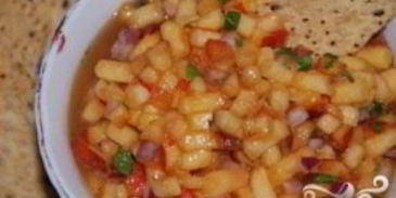 персиковая сальса с кинзой, мятой и имбирем