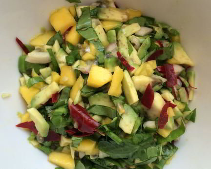 Сальса из манго, авокадо со щавелем с заправкой из маракуйи