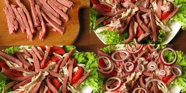 мясной салат с майонезом-ткемали