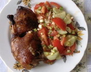 Утка в соусе Ткемали с медом