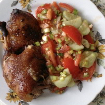 Утка в соусе Ткемали с медом