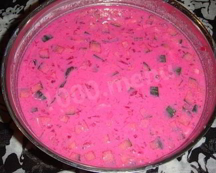 Борщ холодный с рыбой и редькой