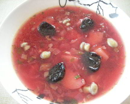 Борщ с черносливом и грибами