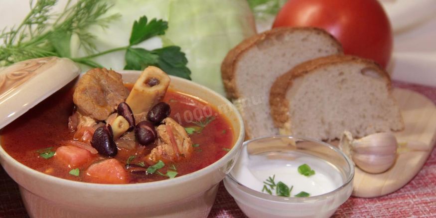 Рецепт борща с фасолью и курицей