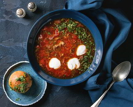 Борщ с копченым салом