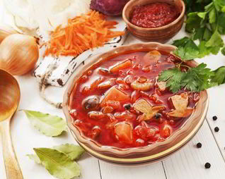 Борщ с лесными грибами