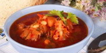 борщ со свининой и фасолью