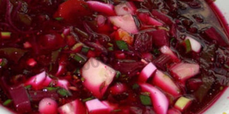 Рецепт холодного борща с колбасой