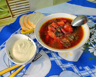 Красный борщ со щавелем без капусты в мультиварке