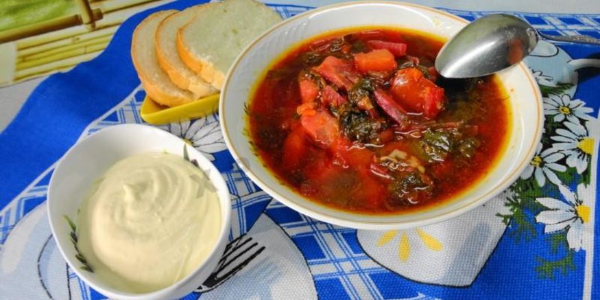 Рецепт красного борща со щавелем без капусты в мультиварке