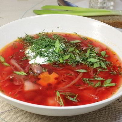 Постный борщ с фасолью