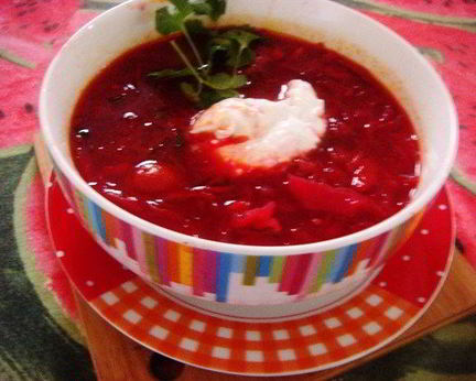 Постный борщ с коньяком