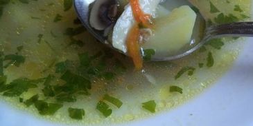грибной суп на курином бульоне