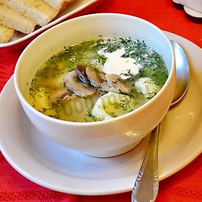 Грибной суп на мясном бульоне