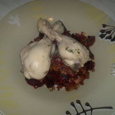 Соевое гречотто с куриными ножками в классическом бульоне