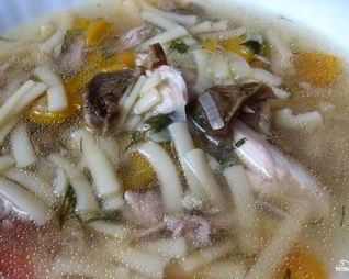 Суп из белых грибов на курином бульоне