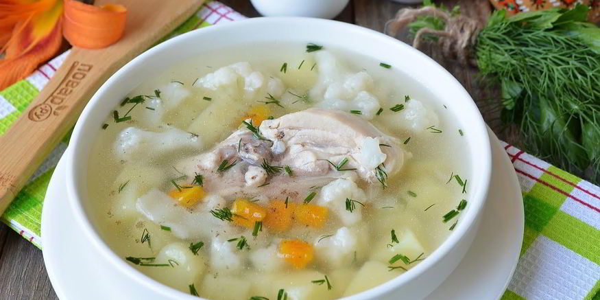 Рецепт супа из цветной капусты на мясном бульоне