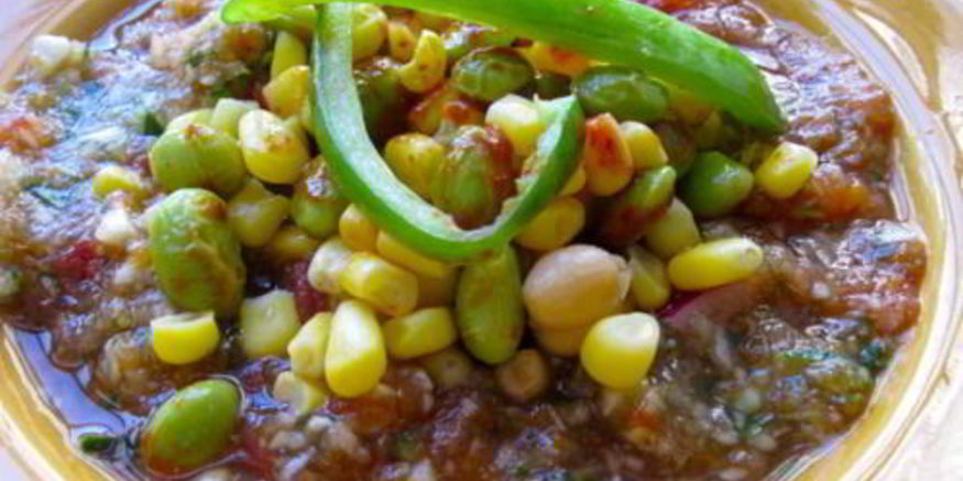 Рецепт гаспачо с кукурузой и соевыми бобами