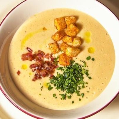 Гороховый крем суп с беконом