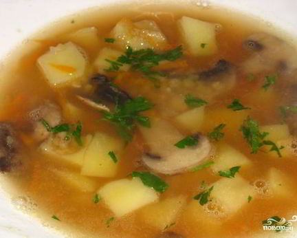 Суп гороховый с грибами