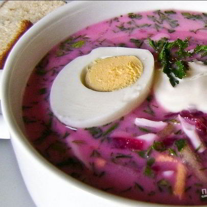 Холодник на кефире со свеклой